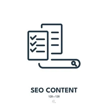 SEO Content Icon. Article, Page, Search Bar. Editable Stroke. Simple Vector.. Stock Illustration