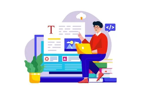 SEO Content Illustration concept on white background 스톡 일러스트