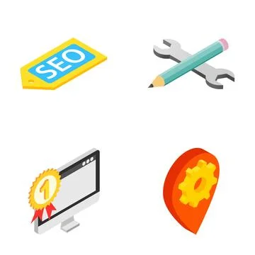Seo content marketing ranking optimization digital strategy icons Stockillustratie