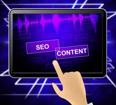 Seo Content Means Search Engine 3d Illustration Illustrazione stock