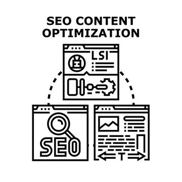 Seo content optimization developing digital marketing strategy 库存插图