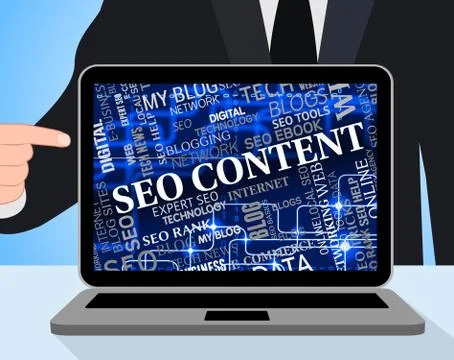  Seo Content Representing Search Engines And Optimizing Illustrazione stock