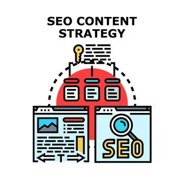 Seo content strategy development and optimization process Stockillustratie
