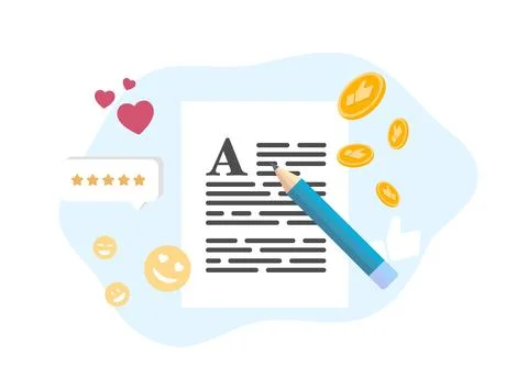 SEO Content writing for better web promotion concept. Creating Search Optimized Stock Illustration