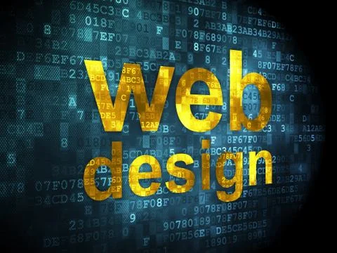 SEO development concept: Web Design on digital background Ilustración de archivo