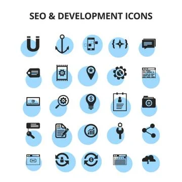 SEO &amp; Development Icons 스톡 일러스트