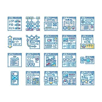 Seo digital optimization strategy icons hand drawn 스톡 일러스트