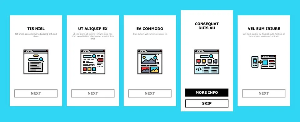 Seo digital optimization strategy onboarding icons set vector Stock Illustration