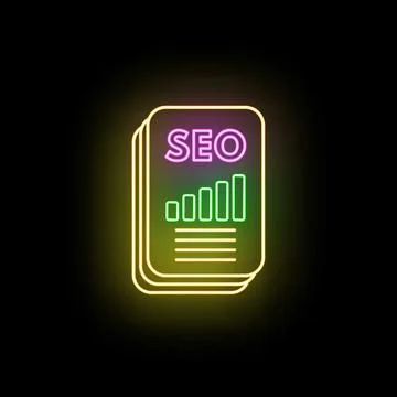 Seo document neon analyzing search engine optimization performance Иллюстрация