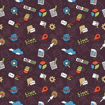 SEO Doodle Pattern 스톡 일러스트