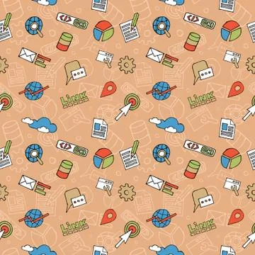 SEO Doodle Pattern 스톡 일러스트