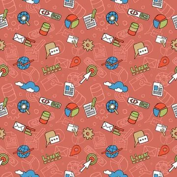 SEO Doodle Pattern 스톡 일러스트