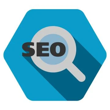 Seo Flat Hexagon Icon with Long Shadow Stock Illustration