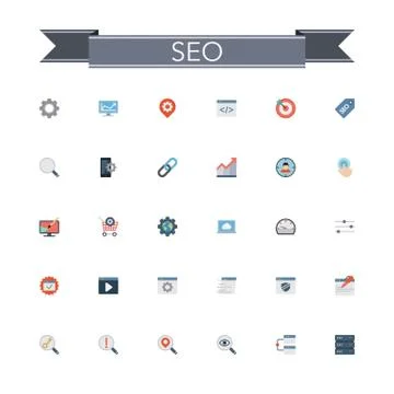 SEO Flat Icons Stock Illustration