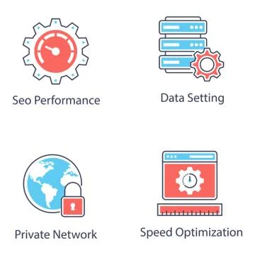 Seo Flat Icons Vectors Pack Stock Illustration