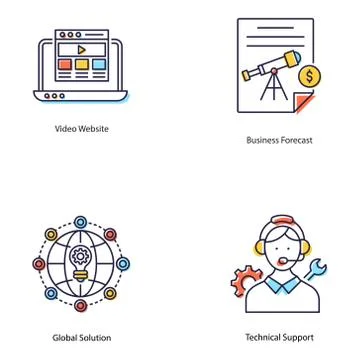 Seo Flat Icons Vectors Pack Stock Illustration