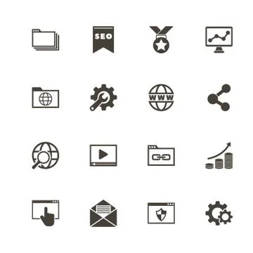Seo - Flat Vector Icons Stock Illustration