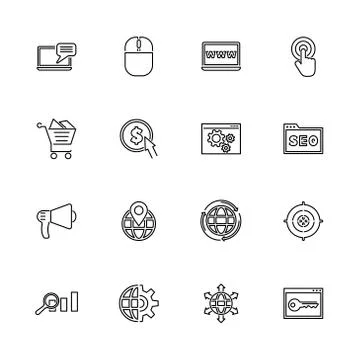 Seo - Flat Vector Icons Stock Illustration