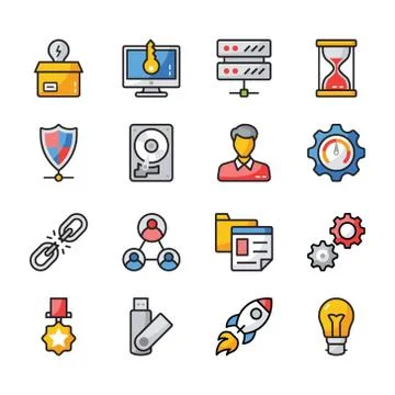 Seo Flat Vector Icons Set Stock Illustration