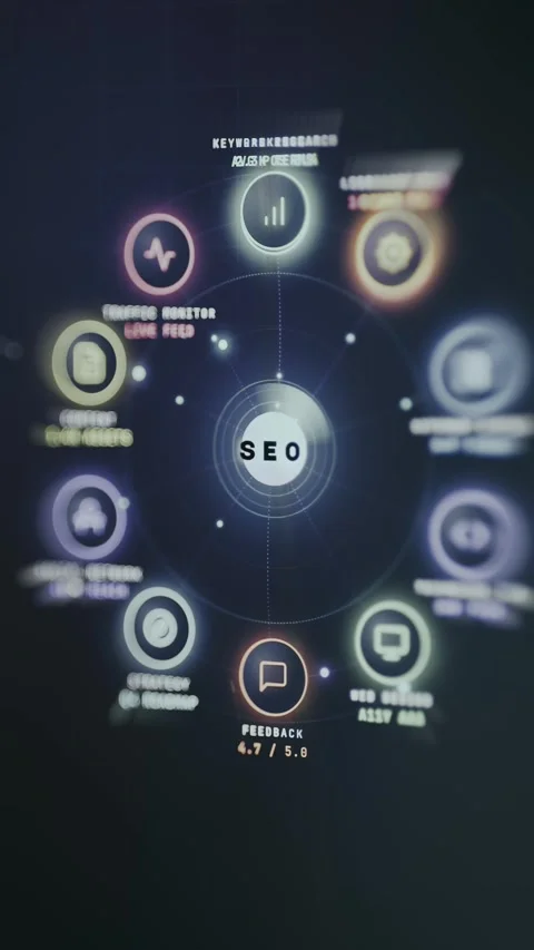 SEO-focused digital marketing framework with key components Stock Footage 334951094