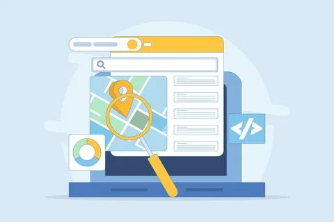 SEO friendly code writing concept for websites, Website code. Illustrazione stock