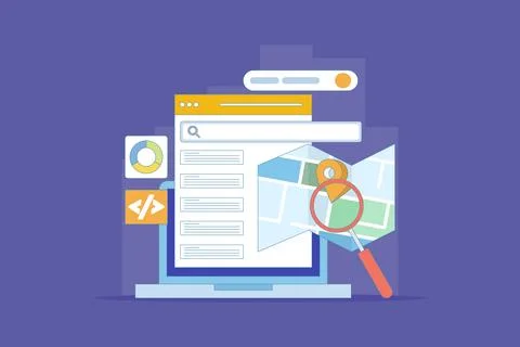 SEO friendly code writing concept for websites, Website code. Illustrazione stock