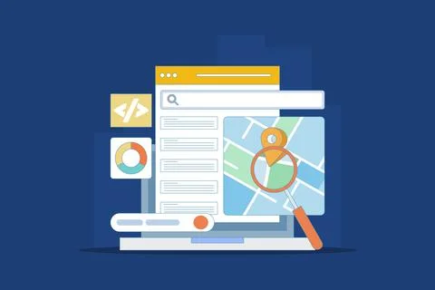 SEO friendly code writing concept for websites, Website code. Illustrazione stock