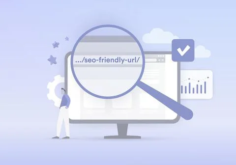 Seo Friendly Url structure illustration. Website URLs optimized for SEO to be Illustrazione stock