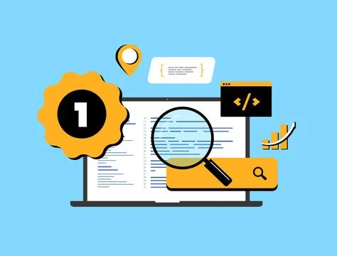 SEO-friendly website vector illustration. Seo friendly code writing and web Stock Illustration