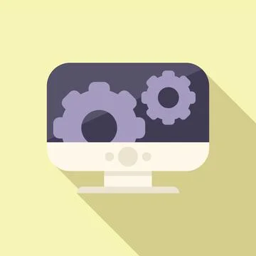 Seo gear computer icon flat vector. Explore online Stock Illustration