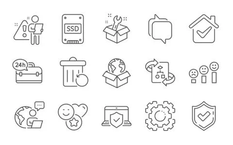 Seo gear, Technical algorithm and Spanner icons set. Vector 스톡 일러스트