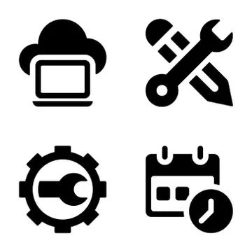 Seo Glyph Icons Bundle Stock Illustration