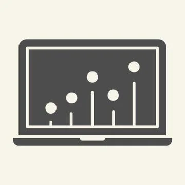 Seo graph solid icon. Chart on laptop vector illustration isolated on white Stock Illustration