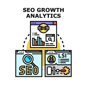 Seo growth analytics concept optimizing digital marketing strategy Stock Illustration