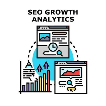 Seo growth analytics concept vector illustration Illustrazione stock