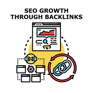 Seo growth through link building strategy icon Stock Illustration