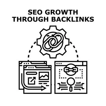 Seo growth through link building strategy developing Stock Illustration