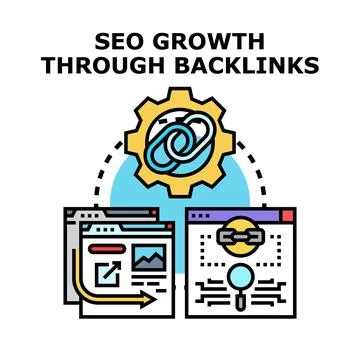 Seo growth through link building strategy developing Stock Illustration