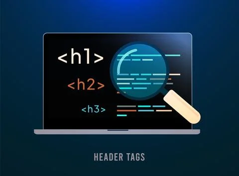 SEO header tags concept, website structure optimization, header tag hierarchy Stock Illustration