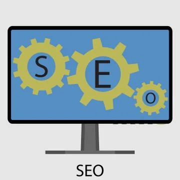 SEO icon flat design Illustrazione stock