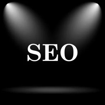 SEO icon. Internet button on black background.. Stock Illustration