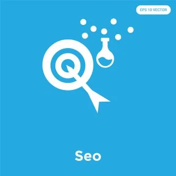 Seo icon isolated on blue background Free Stock Illustration