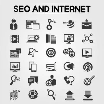 Seo icons, search engine optimization icons Stock Illustration