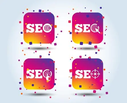 SEO icons. Search Engine Optimization symbols. Stock Illustration