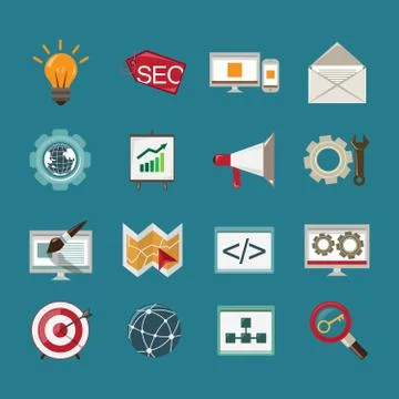 SEO icons set Stock Illustration