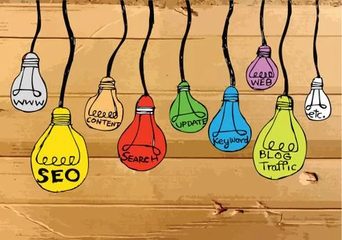 Seo Idea SEO Search Engine Optimization on Cardboard Texture illustration Stock Illustration