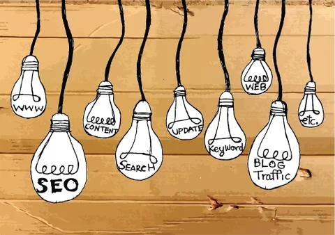 Seo Idea SEO Search Engine Optimization on Cardboard Texture illustration Stock Illustration