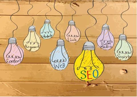 Seo Idea SEO Search Engine Optimization on Cardboard Texture illustration Stock Illustration