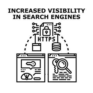 Seo increasing visibility in search engines concept Stock Illustration