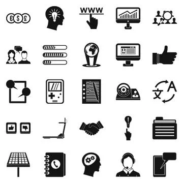 SEO interface icons set, simple style イラスト素材